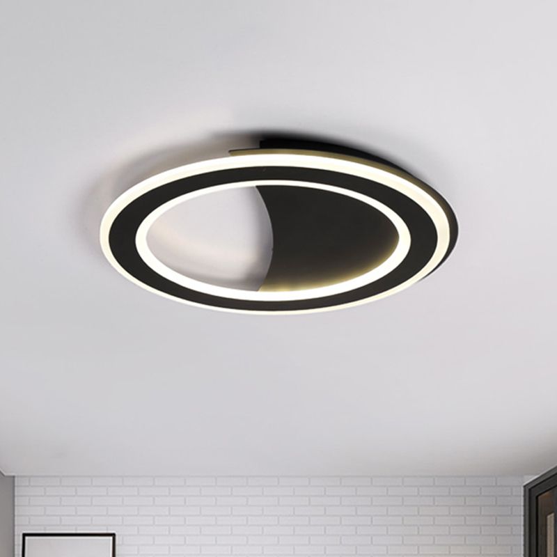 Metall-Halo-Ring-LED-Unterputzleuchte, moderne Deckenleuchte in Schwarz/Weiß mit warmem/weißem Licht/dritter Gang
