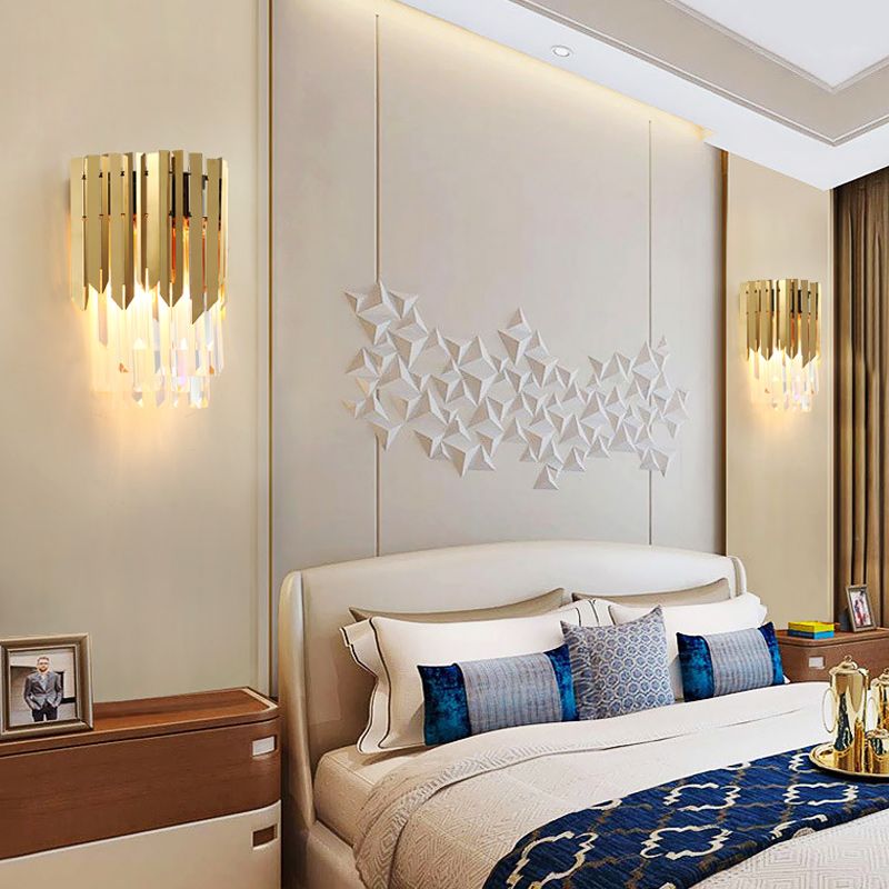 Crystal Prism Wall Mount Light moderniste 2 têtes Éclairage mural en laiton pour chambre à coucher