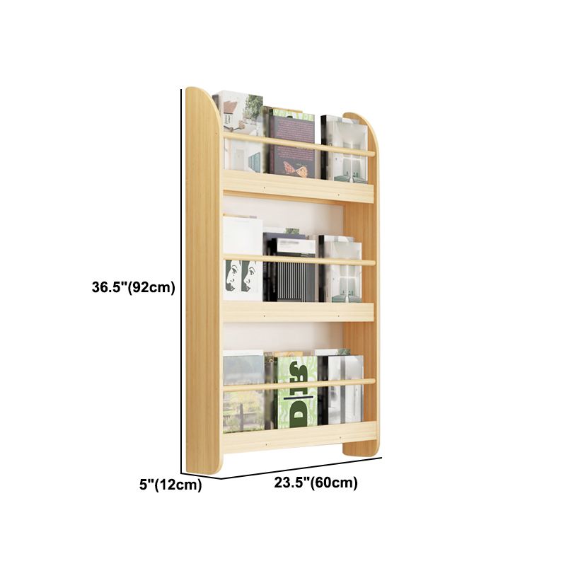 Contemporary Wall Unit Bookshelf Natural Pine Wood Bookcase for Bedroom