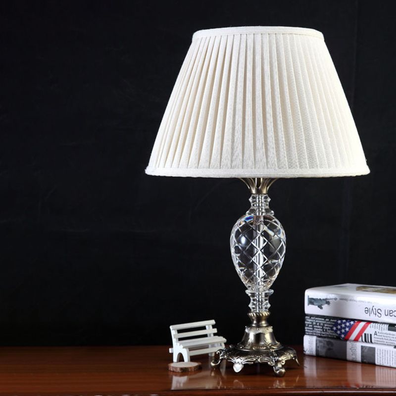 Lampe de bureau en tissu plissé moderne 1 tête de tête en blanc