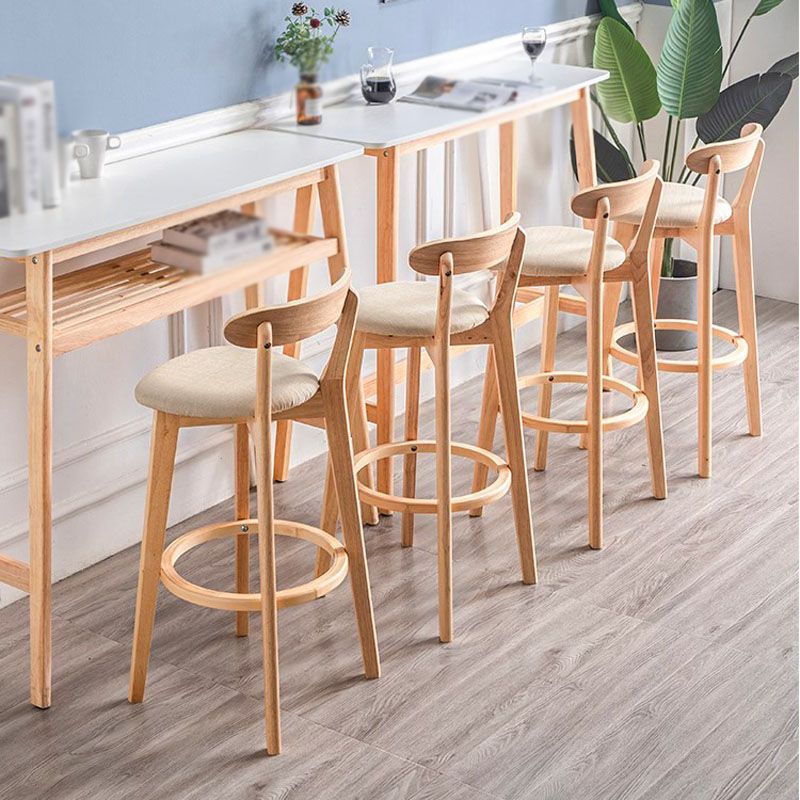 Contemporary Solid Wood Barstool Indoor Bar Stool with Low Back and Footrest