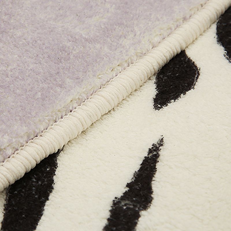 Creative Novelty Shape Carpet Modern Zebra Print Carpet Washable Polyester Rug with Non-Slip Backing