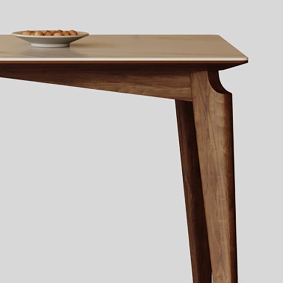 Modern Style Sintered Stone Dining Table with Rectangle Shape Table and 4 Solid Wood Legs Base
