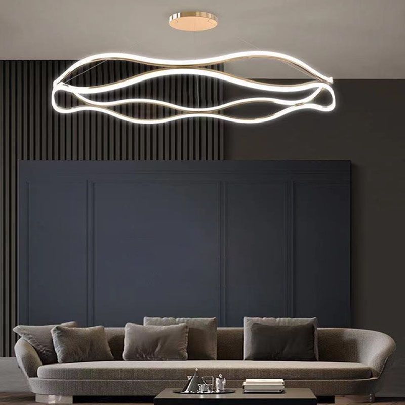 Funzionamento lampada del lampadario ad onde metalliche in stile minimalista LED Apparecchio di illuminazione a ciondolo