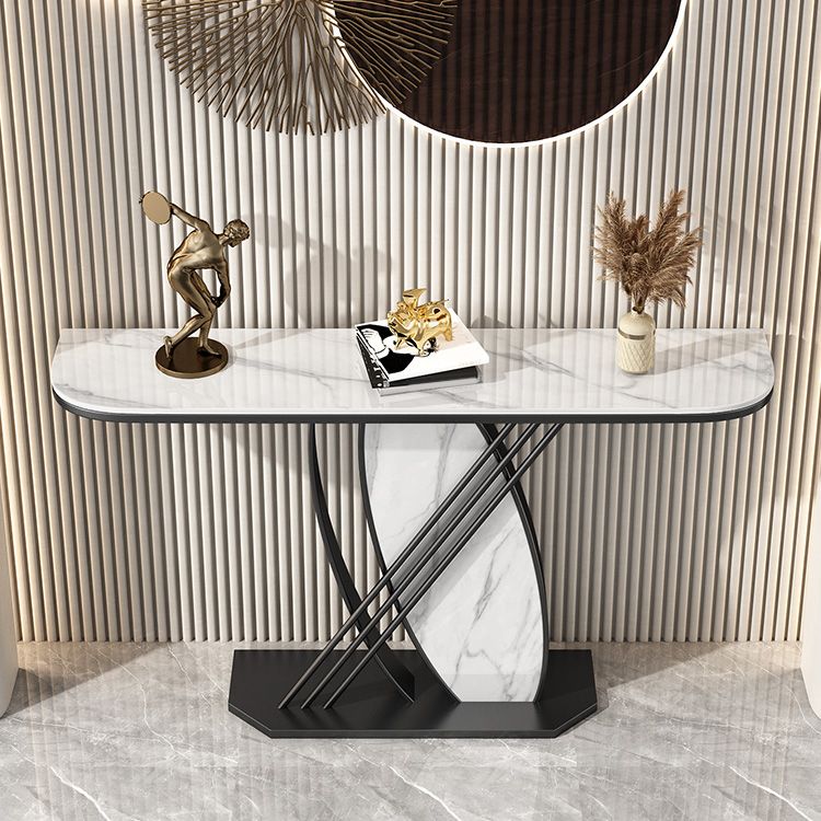 Contemporary Half Moon Console Accent Table Antique Finish Sofa Console Table