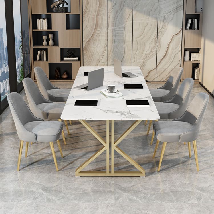 Mesa de comedor de doble pedestal rectángulo Tono blanco con piedra sinterizada