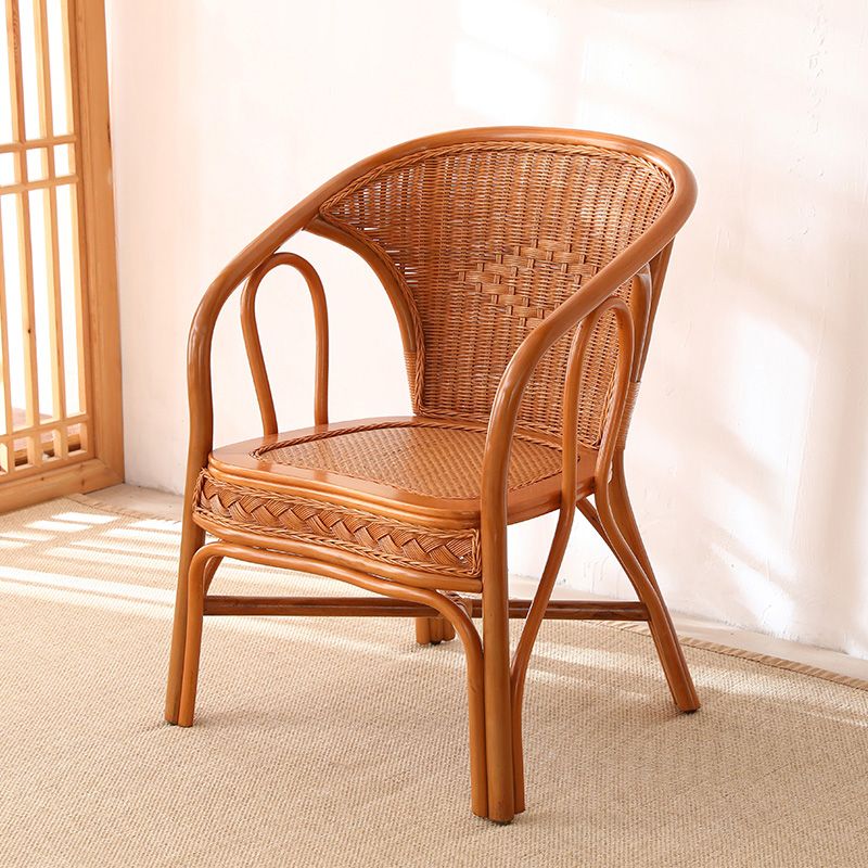 21" Wide Tropical Rattan High Backrest Outdoor Chair with Arm