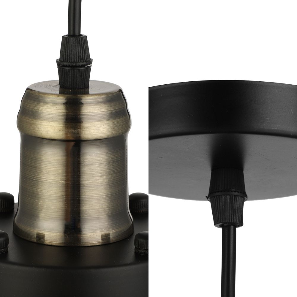 Accesorio de techo cilíndrico de hierro RETRO INDUSTRIAL 1 CABEZA Lámpara colgante de sala de estar con sombra de jaula de alambre en cobre/latón envejecido