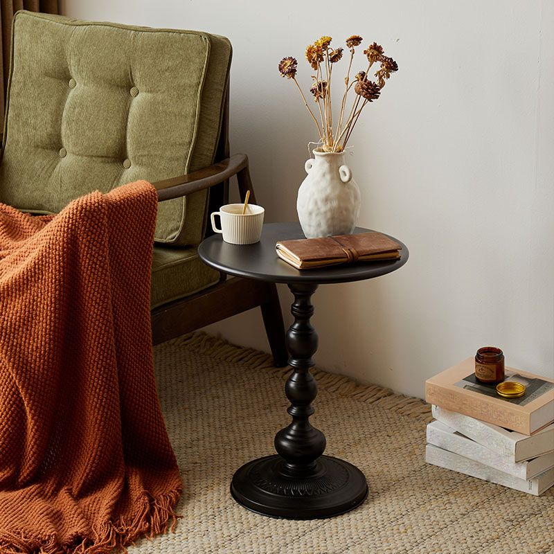 20.5" Tall Metal Pedestal End Table Round Accent Side Table in Black/White