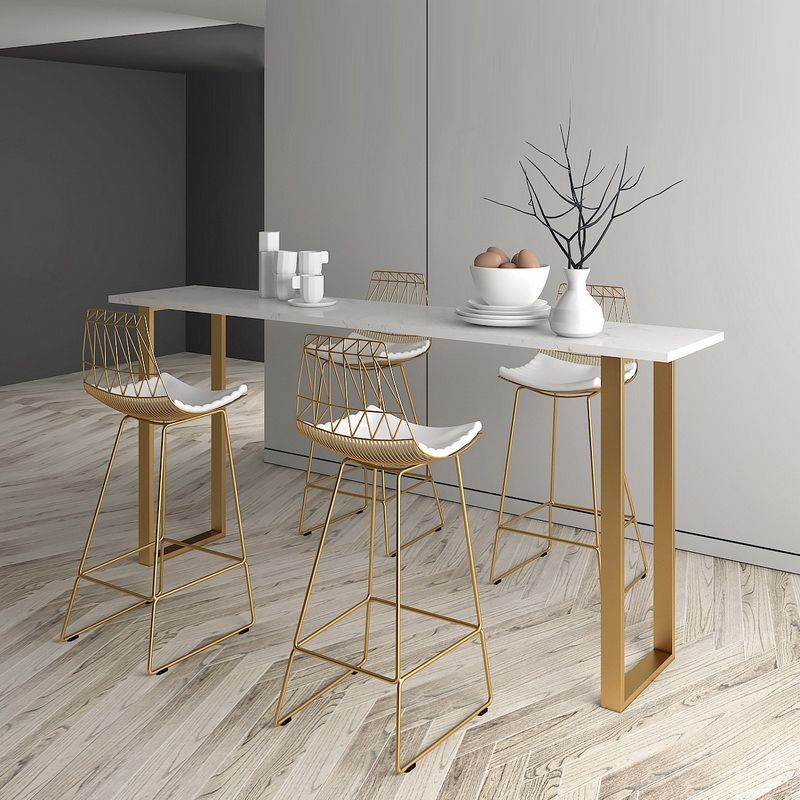Armless Dining Stools Glam Low Back Bar Stools with Gold Metal Base