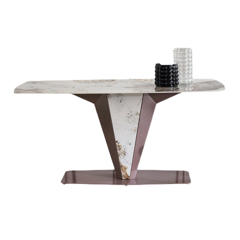 Glossy White Dining Table Set 1/4/5 Pieces Metal Base Table with Leather Chairs