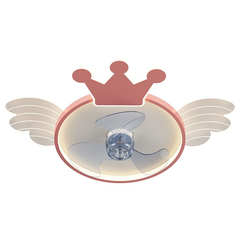 Acryl ventilator plafond lichtvleugel en kroon cartoon led semi-flush mount licht voor babykamer
