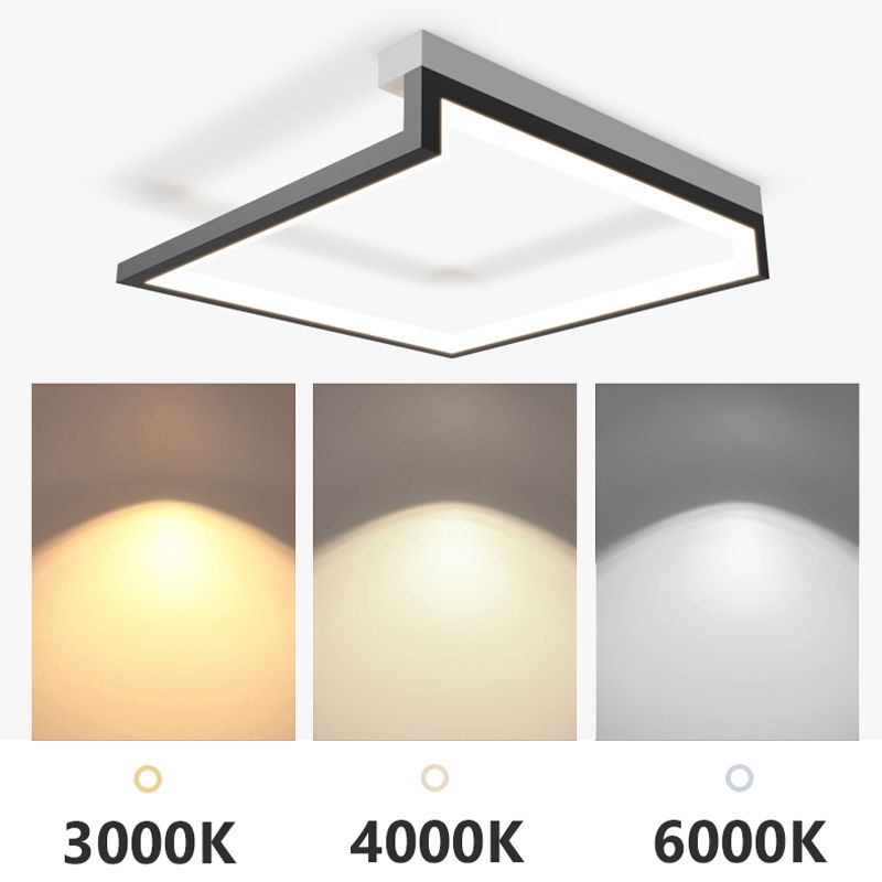 Black Minimalism LED Ceiling Square Light Square Cube Flush Mount Lamp for Bedroom