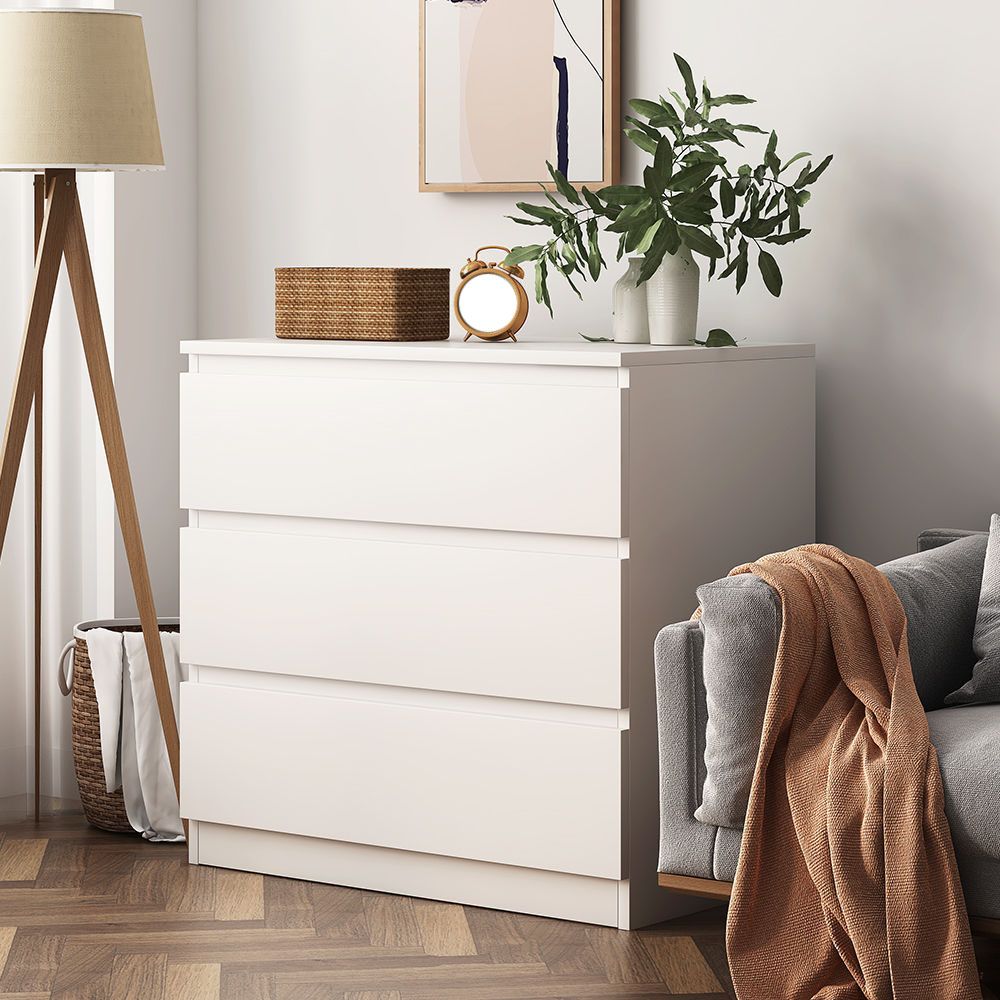 16" D White Wooden Dresser Modern Style Multi Drawers Storage Chest