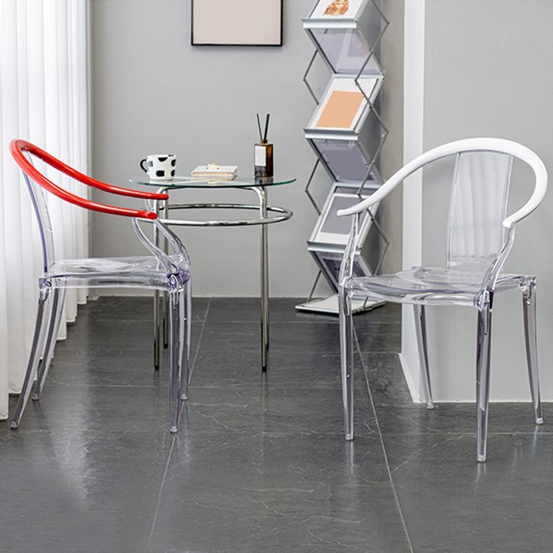 Glam Acrylic Frame Dining Armchair Slat Back Stacking Arm Chair