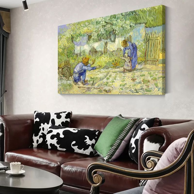 Green Country Painting First Steps after Millet Canvas Wall Art for Sitting Room