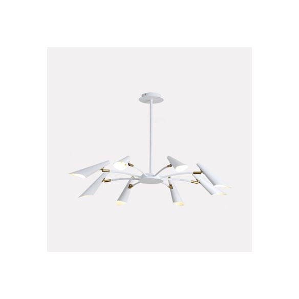 Black/White Spider Ceiling Lamp 6/8 Lights Contemporary Metal Pendant Chandelier