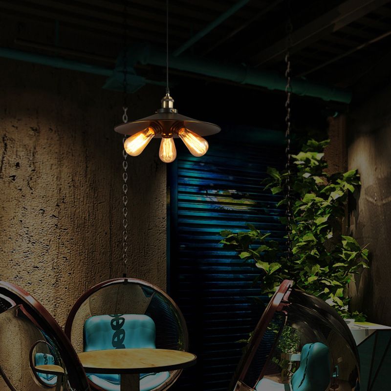 3 Lights Saucer hanglampen retro industrieel metalen plafondarmatuur voor coffeeshop