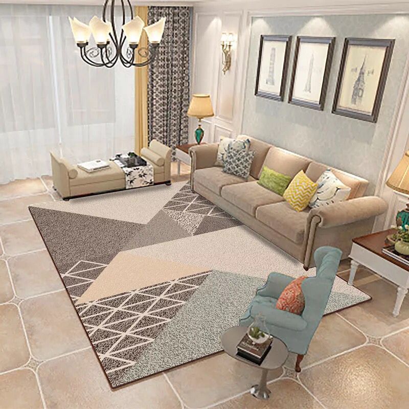 Multi Color Contemporary Rug Synthetics Abstract Geometry Carpet Non-Slip Stain Resistant Washable Rug for Sitting Room