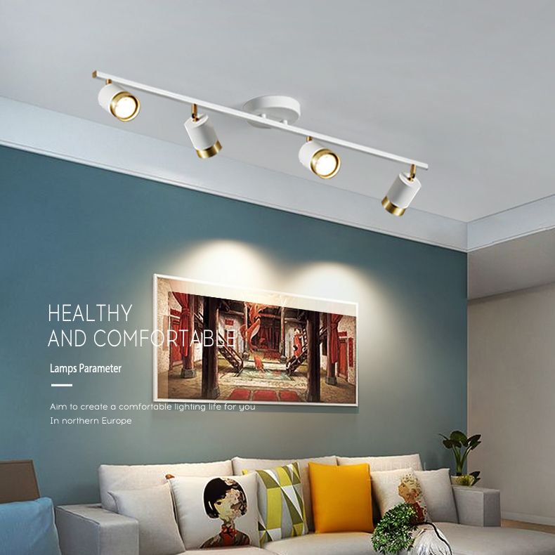 Nordische zylindrische Metallschienenstrahler, halbbündige Deckenschienenbeleuchtung für das Foyer