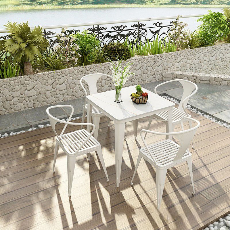 Modern Style 1/5/7 Pieces Metal Dining Set Stone Table Set for Outdoor