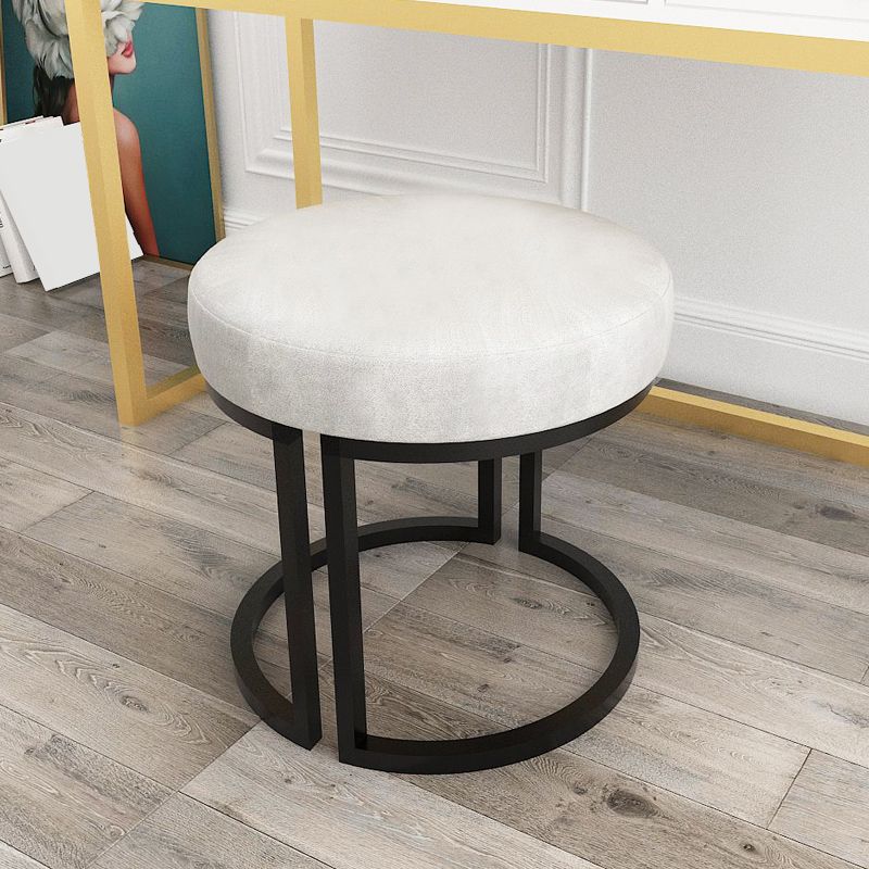 Solid Color Flannel Standard Stool Modern Style Simple Round Footstool