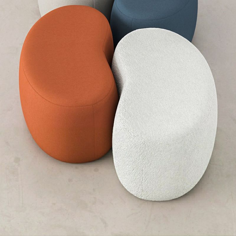 Modern Stain Resistant Standard Wedge Orange Leather Pouf for Home Decor