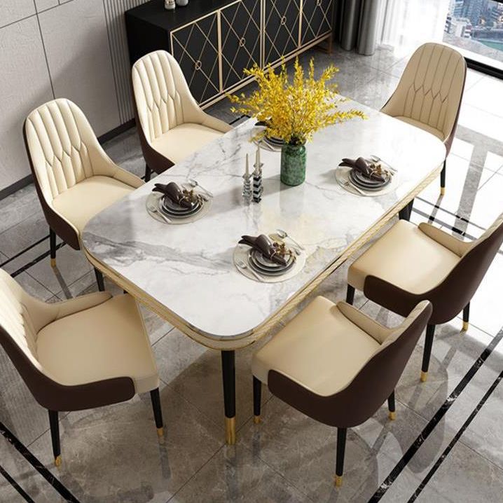 Traditional Luxury Dining Table Rectangle 4 Legs Dining Table for Living Room