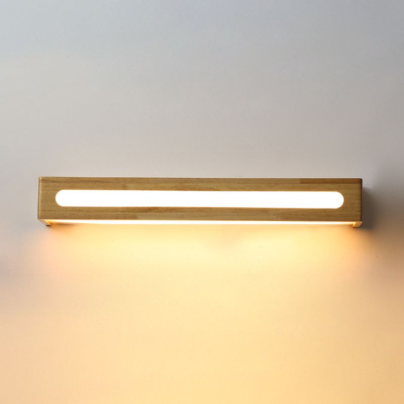 Vierkante vorm houten wand sconce moderne stijl 1 licht spiegel wandmontage verlichting in bruin