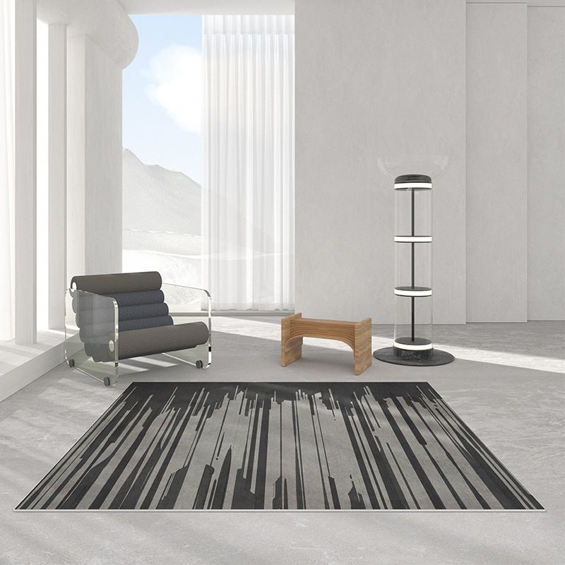 Dark Gray Modern Rug Polyester Graphic Rug Stain Resistant Rug for Home Decor