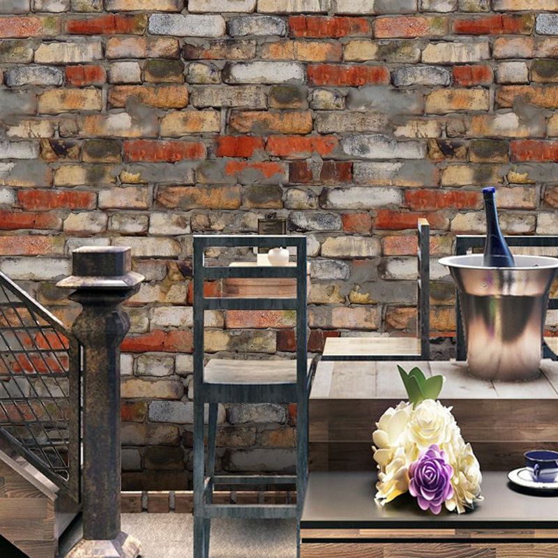 Red Brown Distressed Brick Wallpapers Stick On Rustic Dining Room Wall Decor (20 Pcs)