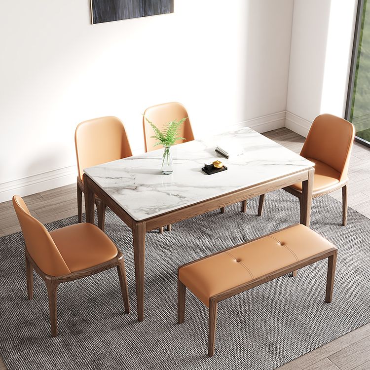 Rechthoek gesinterde steen witte eettafel Vintage 4 poten tafel voor eetkamer