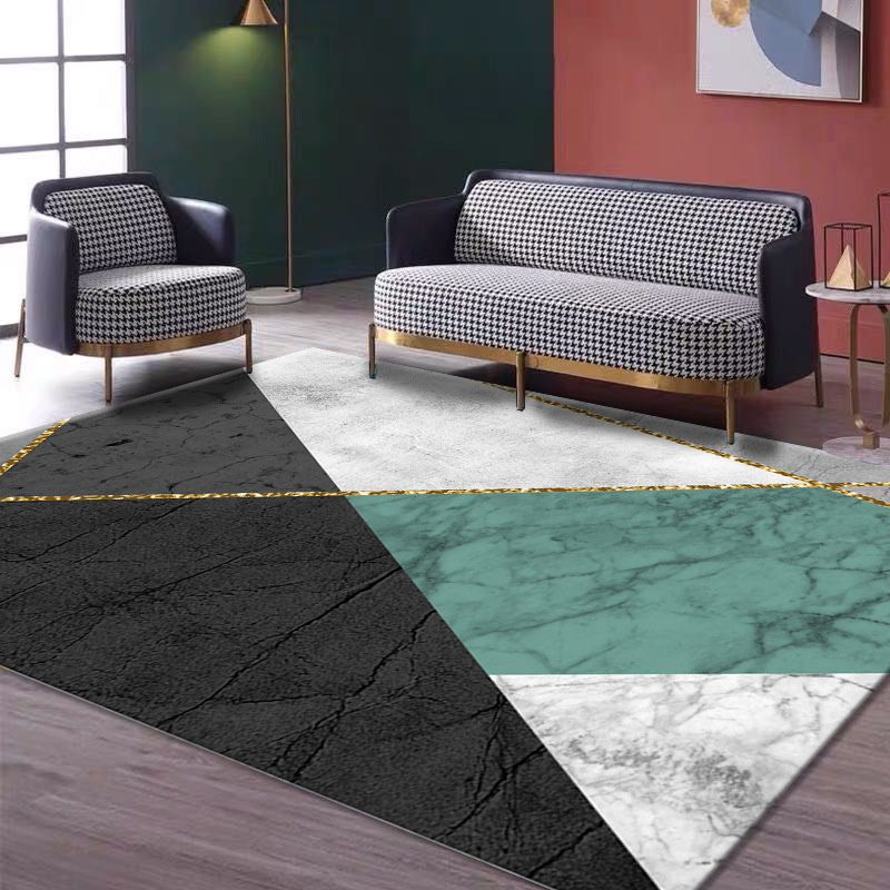 Grey Modern Rug Polyester Graphic Indoor Rug Non-Slip Backing Rug for Living Room