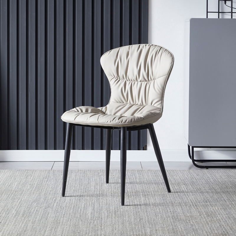 Faux Leather Dining Chair Wingback Armless Chair with Black Legs