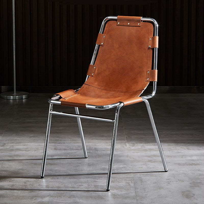 Contemporary Kitchen Dining Chairs Faux Leather Side Chairs with Silver Legs