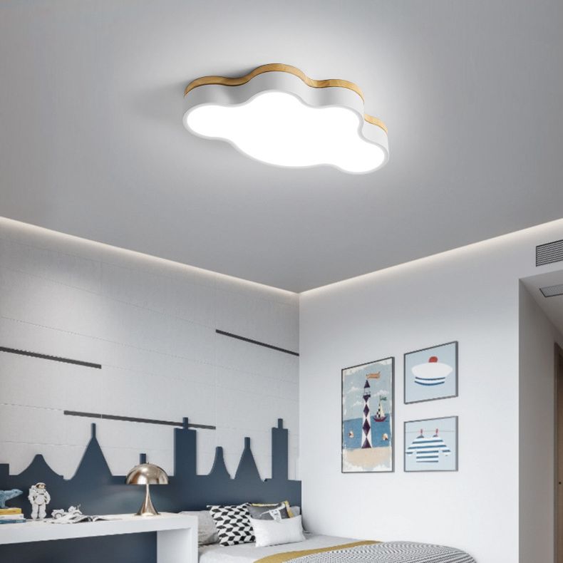 Le nuage en bois LED Ceiling Fixture in Modern Creative Style Acrylique Macaron Flush Mount for Bedroom