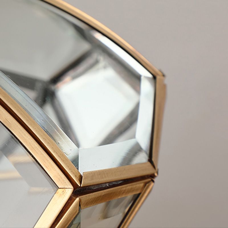 Ceiling Mounted Fixture Classic Style Shaded Glass Close to Ceiling Lighting Fixture in Brass
