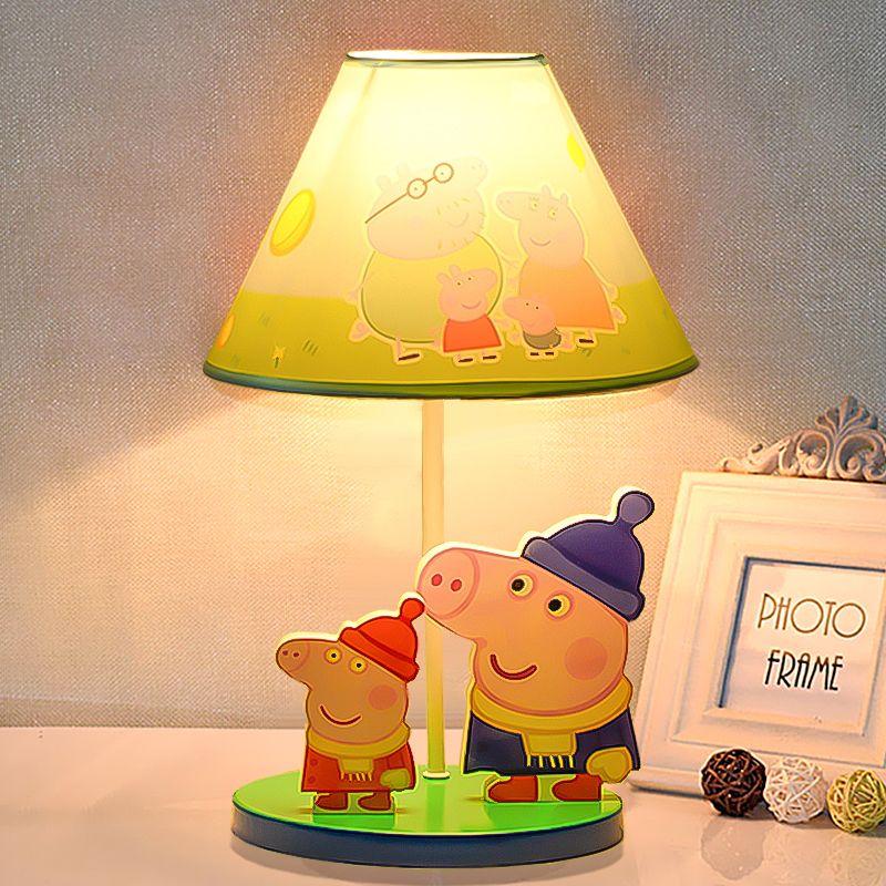 Blue Umbrella Bureau Light Kids 1 Head Tissu Shade Night Table Éclairage avec décor de cochon de dessin animé