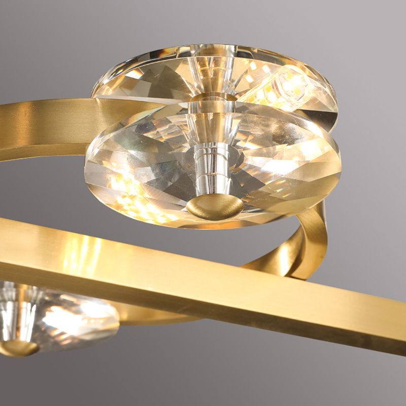 Contemporary Island Light Rings Crystal Island Lights in Gold for Kitchen