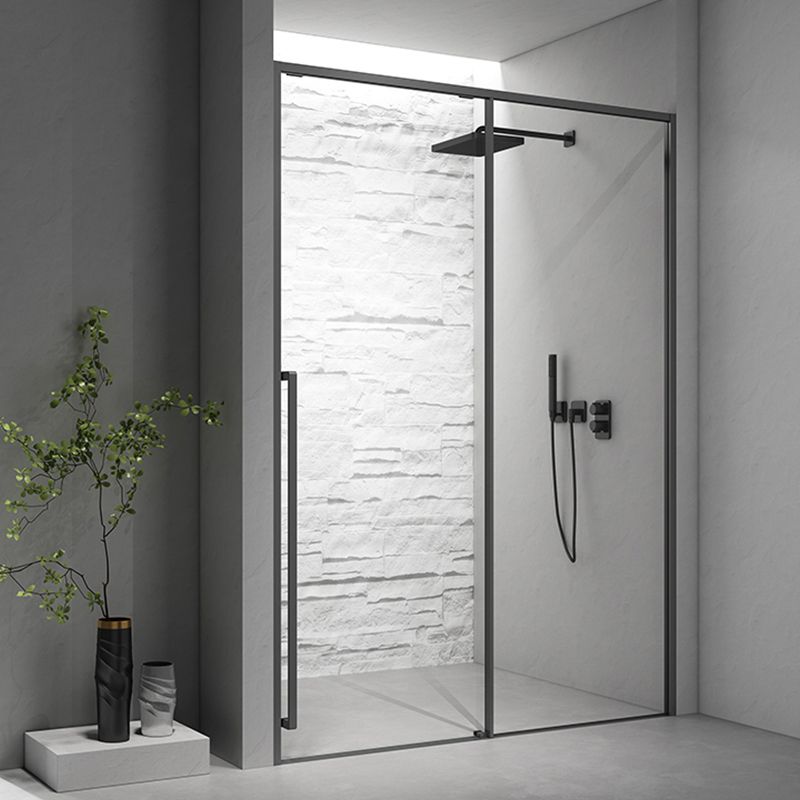 Gray Narrow Side Shower Door Single Sliding Door Tempered Glass Shower Door