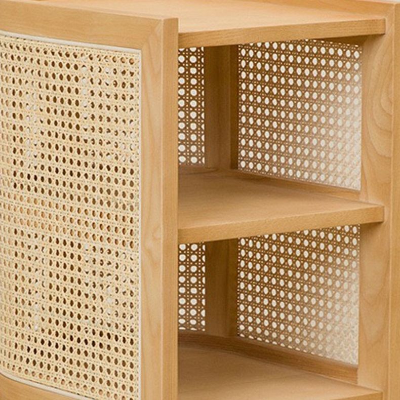 Oak Solid Wood Nightstand Open Storage Bedside Cabinet Shelves 24.4" H