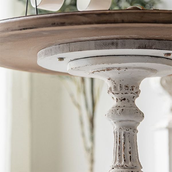 French Country Distressed Cocktail Table Wooden Pedestal Coffee Table for Home