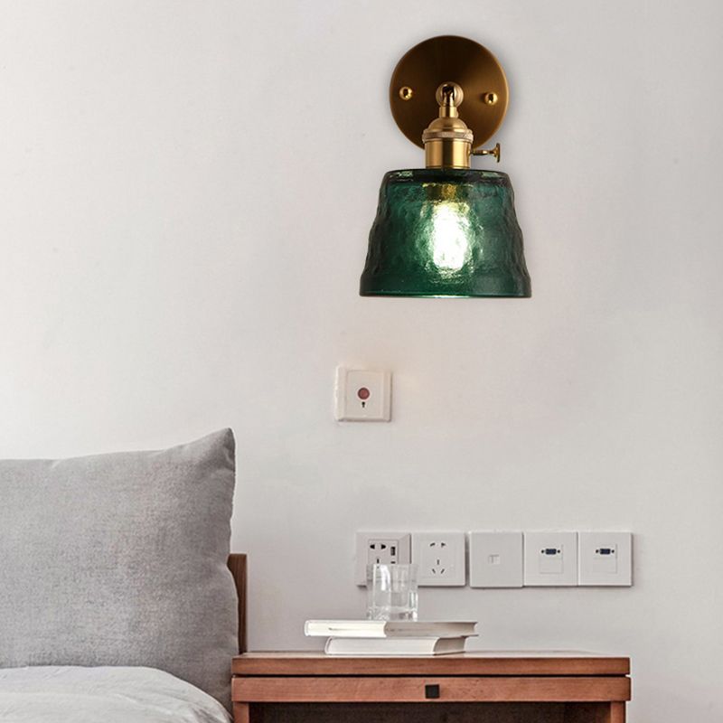 Metal Modern Wall Sconce Cylinder Shape Vanity Lamp with Glass Shade for Bathroom