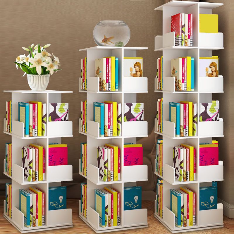 Modern Manufactured Wood Bookcase White Closed Bookshelf for Living Room