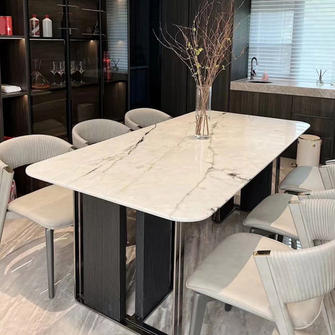 Rectangle Dinner Room Kitchen Table Contemporary Dining Table