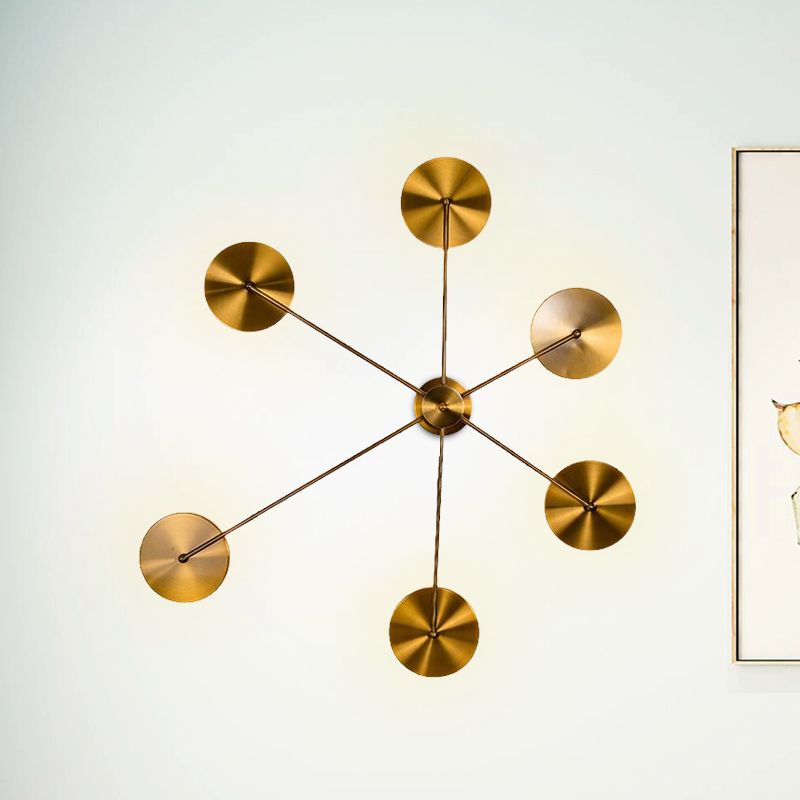 Golden Sputnik Design Wandleuchte Licht moderne LED -Metallwandlampe für Wohnzimmer, warme/weiße Beleuchtung
