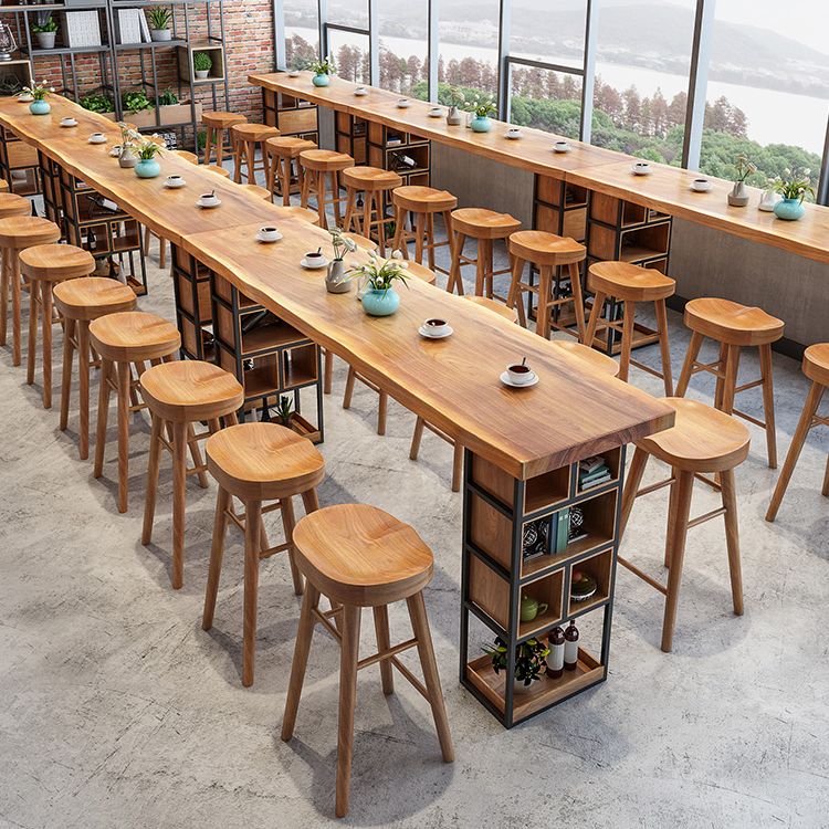 Modern 1/4/9 Pieces Bar Table Set Rectangle Pine Wood Counter Table with High Stools