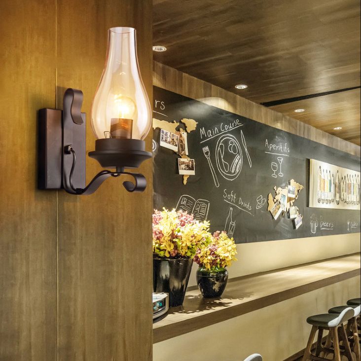 Retro Industrial Style Schattierte Wandleuchte Leuchten 1 Lichtglas -Leuchten