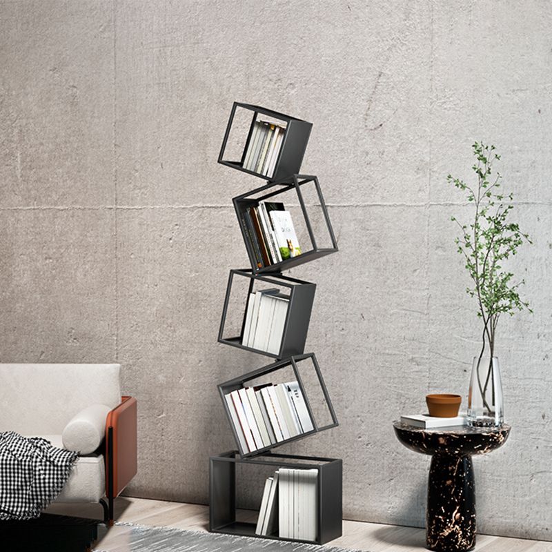 Standard Metal Bookcase Contemporary Open Back Bookshelf with Shelves