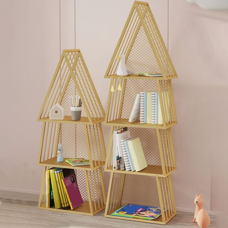 Scandinavian Antique Finish Shelf Bookcase Metal Geometric Bookshelf with Shelves